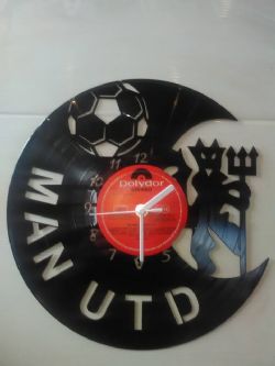Manchester United Devil Football Badge Football Themed Vinyl Record Clock