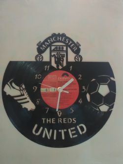 Manchester United Fc Football and boot Vinyl Record Clock