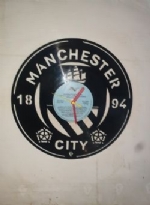 Manchester City FC Badge Themed Vinyl Record Clock