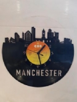 Manchester Skyline Themed Record Clock
