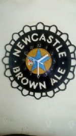 Newcastle Brown Ale Bottle Cap Themed Vinyl Record Clock