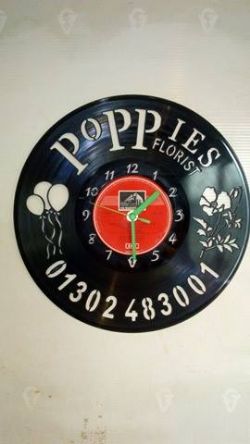 Poppies Florist Vinyl Record Clock