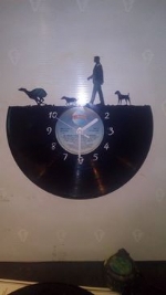 Running Greyhound with Jack Russel Vinyl Record Clock