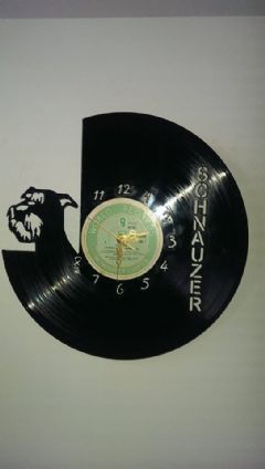 Schnauzer Dog Portrait Vinyl Record Clock