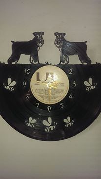 Schnauzer Dog Vinyl Record Clock