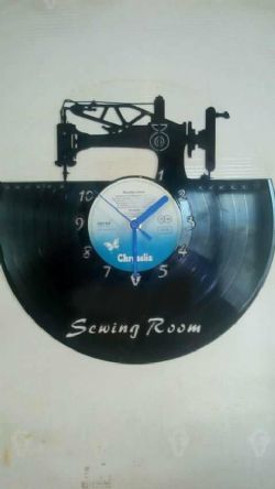 Sewing Machine Vinyl Record Clock
