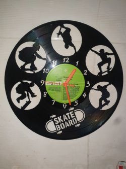 Skateboarder Themed Vinyl Record Clock