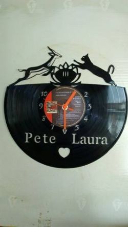 Springbok And Cat Personalised Vinyl Record Clock