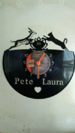 Springbok And Cat Personalised Vinyl Record Clock