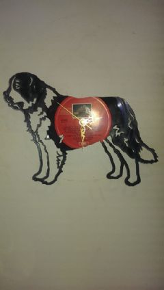 St Bernard Dog Vinyl Record Clock