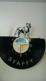 Staffordshire Bull terrier Dog Vinyl Record Clock