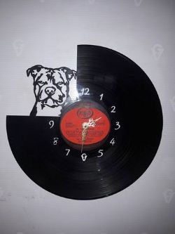 Staffordshire Bull terrier Dog Portrait Vinyl Record Clock