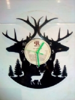 Stags. Deer Scenery Themed Vinyl Record Clock