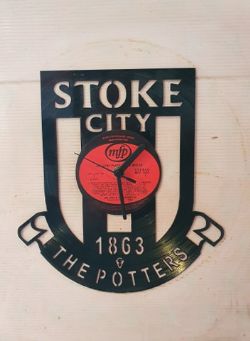 Stoke City FC Badge Themed Vinyl Record Clock