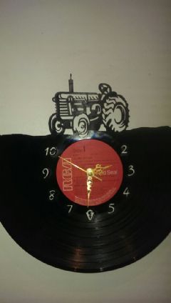Tractor vinyl record clock