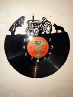 Tractor with Dog Themed Vinyl Record Clock