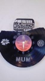 VW Flower Van Custonised Vinyl Record Clock