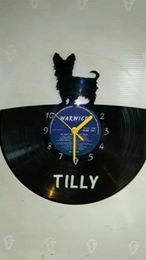 Yorkshire Terrier Silhouette Vinyl Record Clock